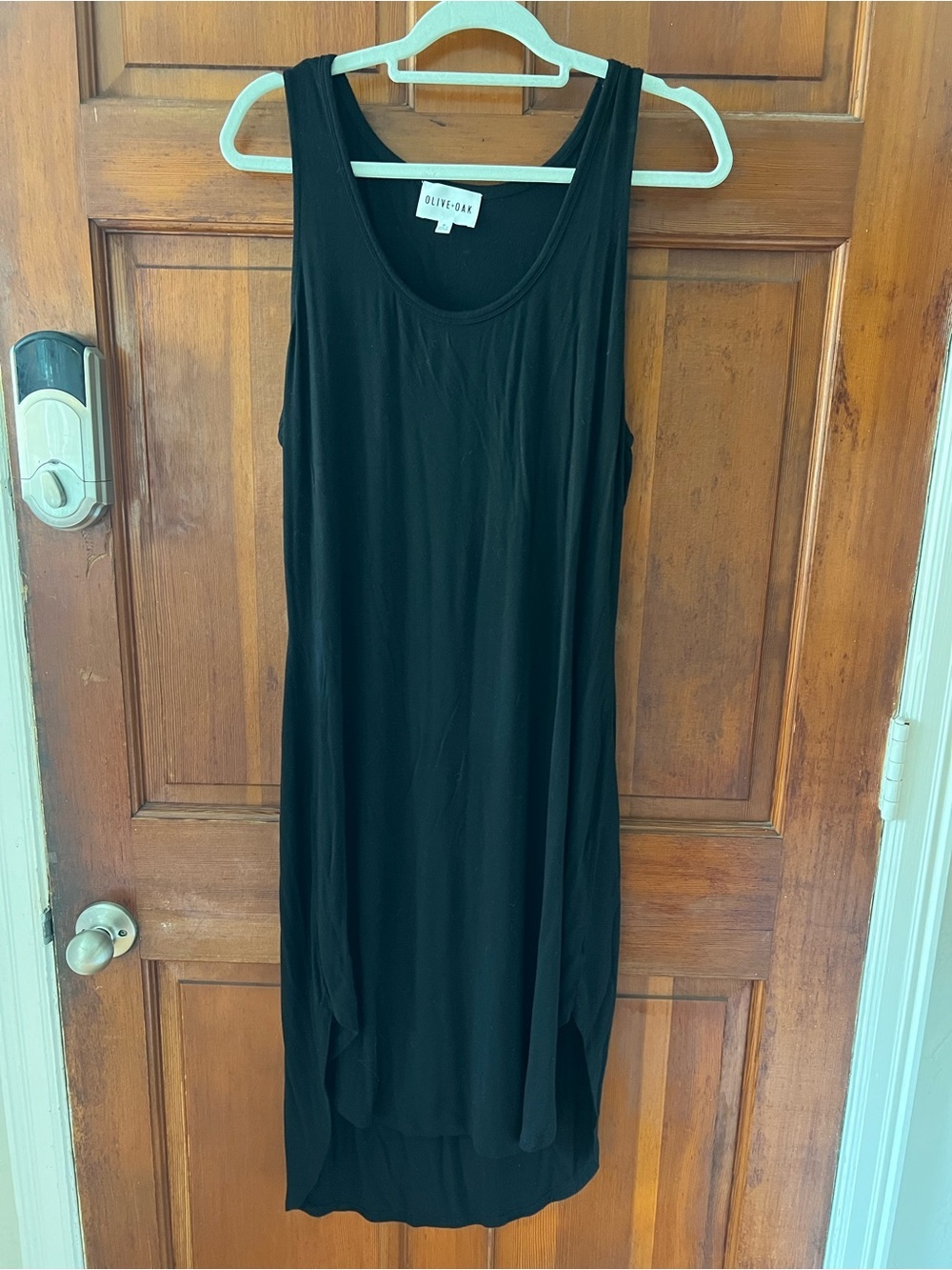 Olive + Oak Black Sleeveless Midi Dress XL Minimalist Lagenlook Draped Boho